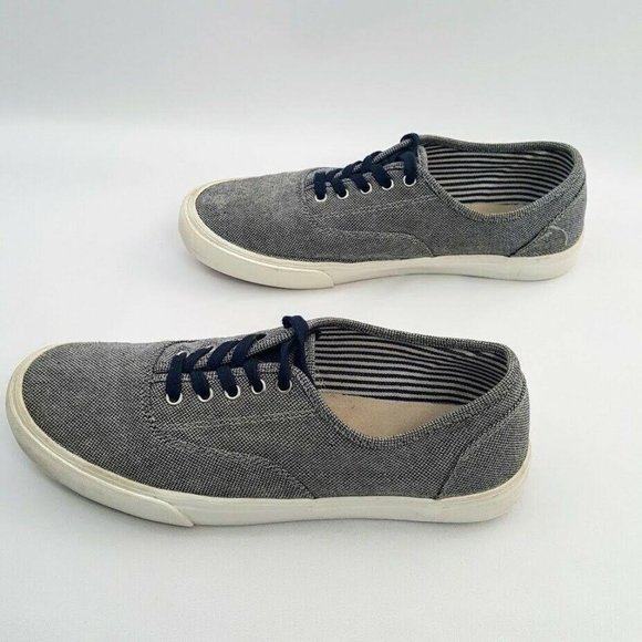 Old Navy Men's Canvas Athletic Boat Shoes Denim Chambray Lace Up Size 9 Gray - Picture 5 of 10